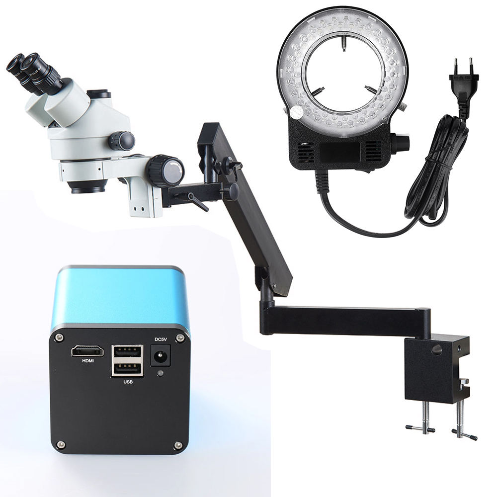 Trinocular Stereo Microscope 7X-45X - Morsetto Connettore Articolato Regolabile per Microscopio
