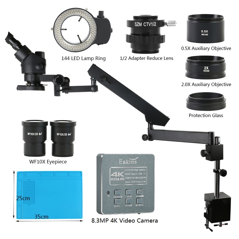 Simul Focal Zoom 3.5X-90X brac - Trinocular Stereo Microscope 7X-45X recensione e prezzo